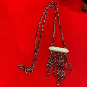 Silver Tone Tassel Necklace in Silver Tone